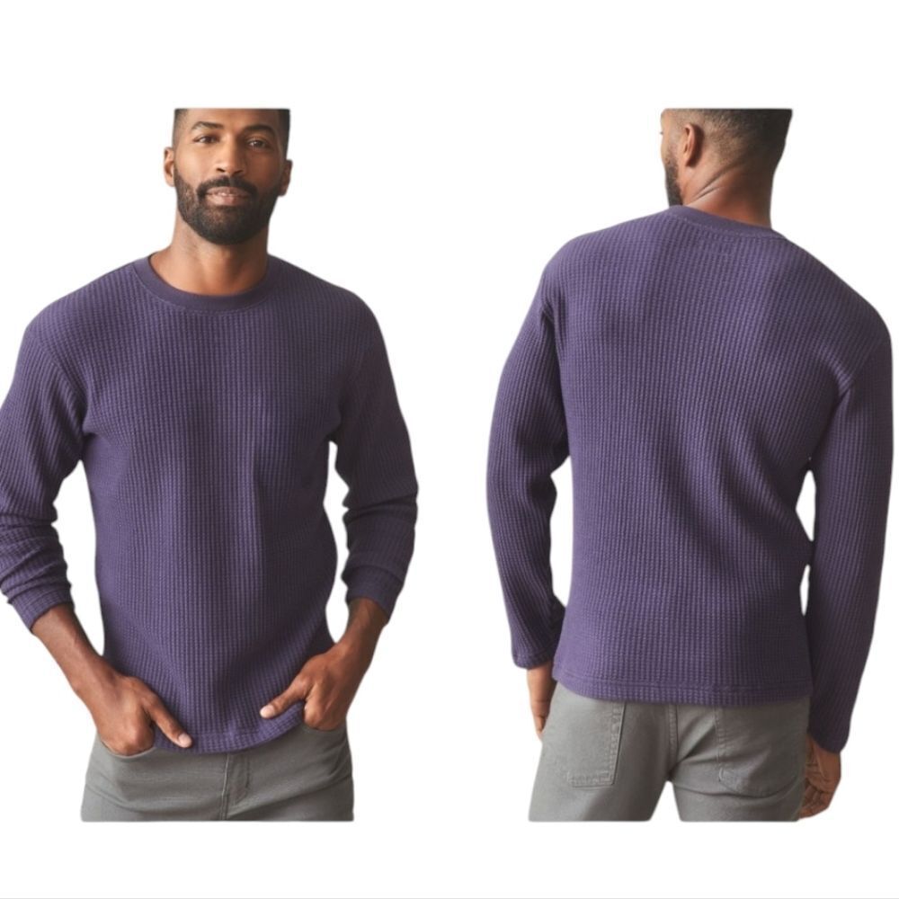 NEW American Giant Waffle Long Sleeve Crew Knit Top Purple Velvet Size M
